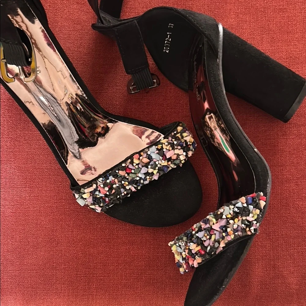 Valentino Black Stiletto Heels with Crystal Embellishments - Picture 3 of 8